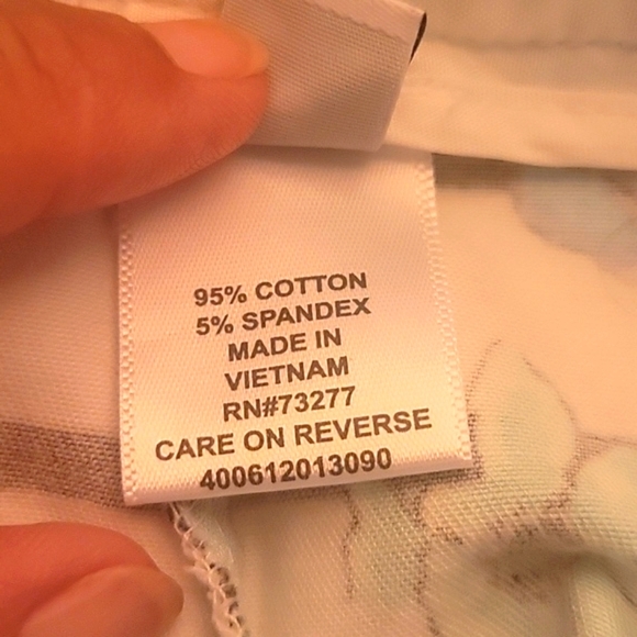 Elle Woman's White With Blue Stripes, Green & Blue Flowers, Size: 12 - Picture 4 of 7